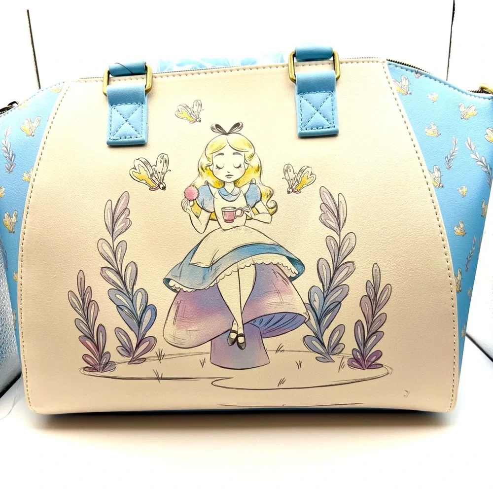 NWT Loungefly Alice in Wonderland Handbag Crossbody Blue White Kawaii Disney - Picture 1 of 4